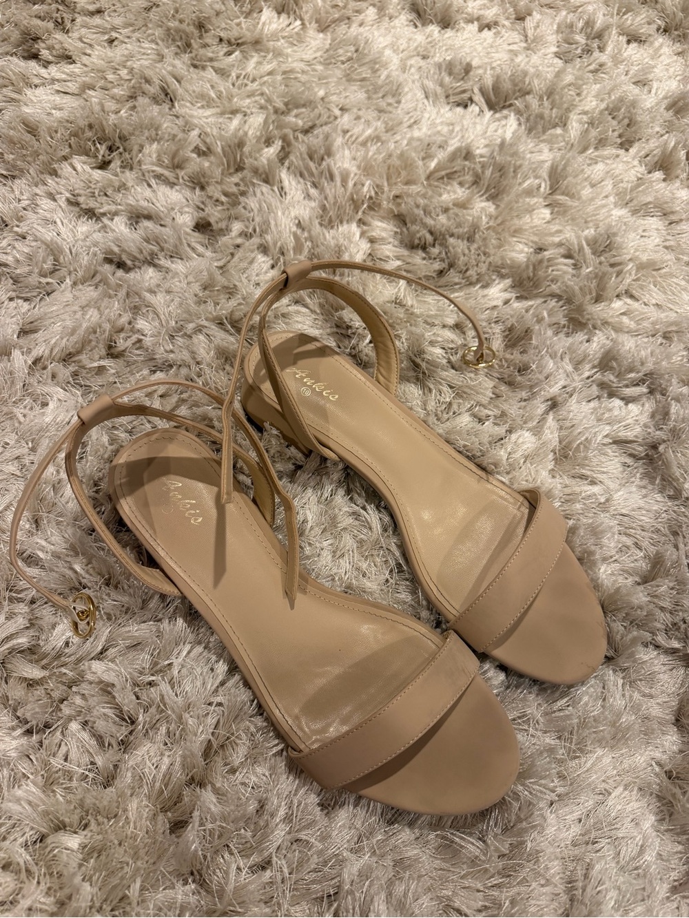 Nude Ankle-Tie Women’s Sandals